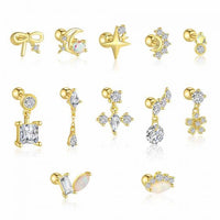 Crystal Star Bow-Knot Crescent Moon Flower Waterdrop Dangling Earrings