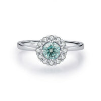 Moissanite Halo Geometric 925 Sterling Silver Ring