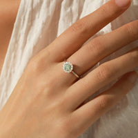 Moissanite Halo Geometric 925 Sterling Silver Ring