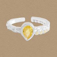 Yellow Waterdrop Cubic Zirconia Adjustable Ring
