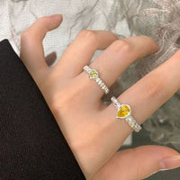 Yellow Waterdrop Cubic Zirconia Adjustable Ring