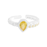 Yellow Waterdrop Cubic Zirconia Adjustable Ring