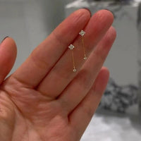 Mini Four Leaf Clover Crystal Dangling Earrings