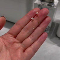 Mini Four Leaf Clover Crystal Dangling Earrings