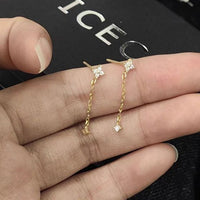 Mini Four Leaf Clover Crystal Dangling Earrings