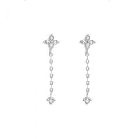 Mini Four Leaf Clover Crystal Dangling Earrings