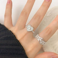 Irregular Heart 925 Sterling Silver Adjustable Ring