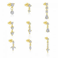 Round Waterdrop Heart Crystal Tassel Earrings, 18K Yellow Gold on 925 Sterling Silver