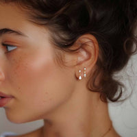 Round Waterdrop Heart Crystal Tassel Earrings, 18K Yellow Gold on 925 Sterling Silver