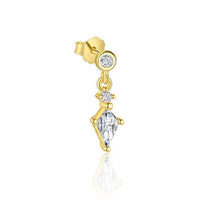 Round Waterdrop Heart Crystal Tassel Earrings, 18K Yellow Gold on 925 Sterling Silver