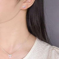 Yellow Rhombus Crystal Bow-Knot Sterling Silver Necklace