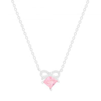 Yellow Rhombus Crystal Bow-Knot Sterling Silver Necklace