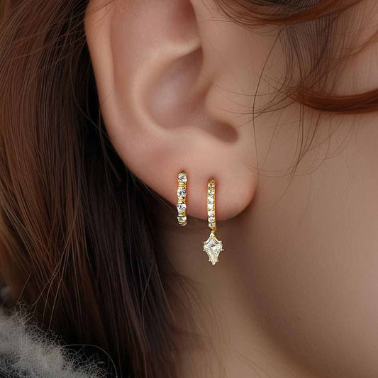 Irregular Asymmetric Twisted CZ Hoop Earrings