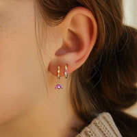 Irregular Asymmetric Twisted Crystal Hoop Earrings