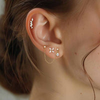Oval Flower Waterdrop Cubic Zirconia Sterling Silver Earrings