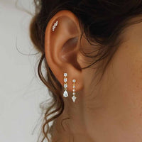Oval Flower Waterdrop Cubic Zirconia Sterling Silver Earrings