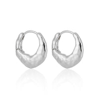 Irregular Matte Circle 925 Sterling Silver Hoop Earrings