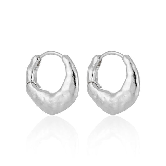 Irregular Matte Circle 925 Sterling Silver Hoop Earrings