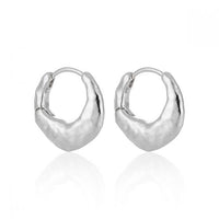Irregular Matte Circle 925 Sterling Silver Hoop Earrings