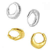 Irregular Matte Circle 925 Sterling Silver Hoop Earrings
