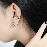 Irregular Matte Circle 925 Sterling Silver Hoop Earrings