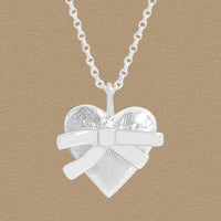 Heart with Bow Knot Sterling Silver Necklace