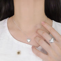 Heart with Bow Knot Sterling Silver Necklace