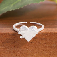 Heart with Bow-Knot 925 Sterling Silver Adjustable Ring