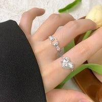 Heart with Bow-Knot 925 Sterling Silver Adjustable Ring