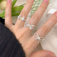 Hollow Bow-Knot Adjustable Ring in 925 Sterling Silver