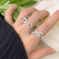 Hollow Bow-Knot Adjustable Ring in 925 Sterling Silver