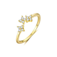 Crystal Four Leaf Clover Adjustable Ring, 925 Sterling Silver