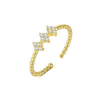 Crystal Four Leaf Clover Adjustable Ring, 925 Sterling Silver