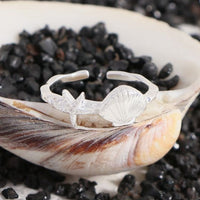 Holiday Sea Star Shell Sterling Silver Adjustable Ring