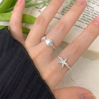Holiday Sea Star Shell Sterling Silver Adjustable Ring