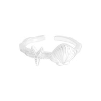 Holiday Sea Star Shell Sterling Silver Adjustable Ring
