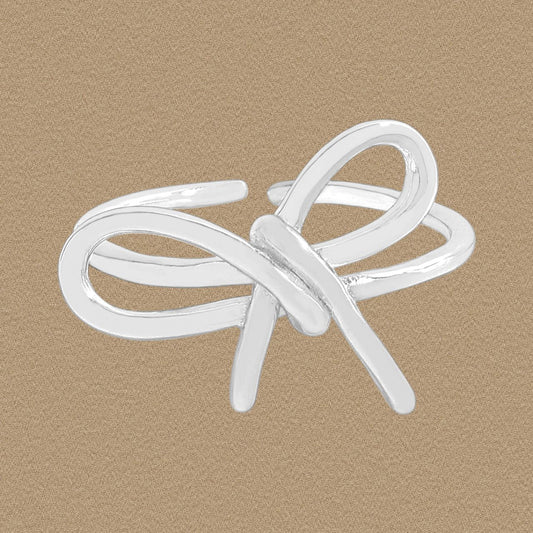 Hollow Bow-Knot Geometric 925 Sterling Silver Adjustable Ring