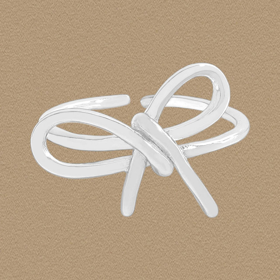 Hollow Bow-Knot Geometric 925 Sterling Silver Adjustable Ring