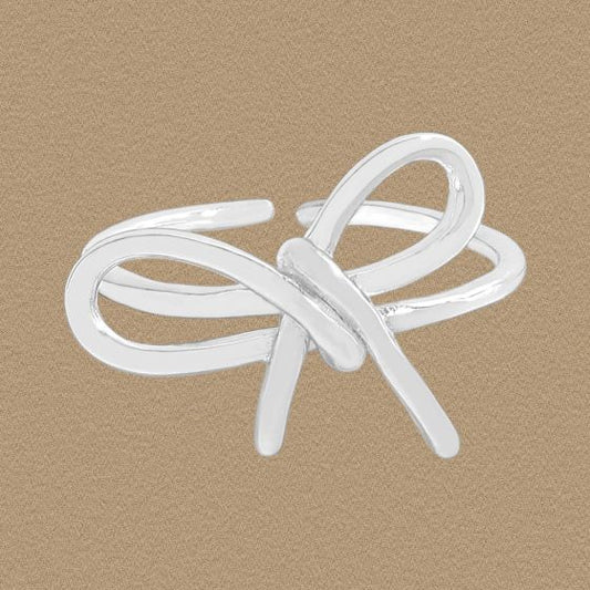 Hollow Bow-Knot Geometric 925 Sterling Silver Adjustable Ring