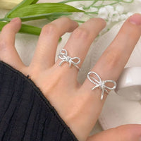 Hollow Bow-Knot Geometric 925 Sterling Silver Adjustable Ring