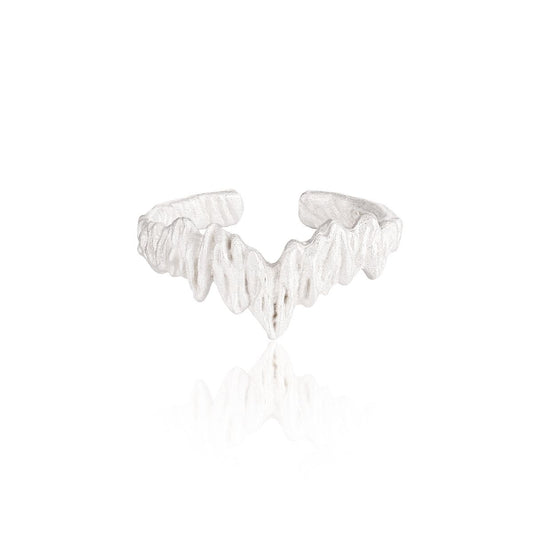 Irregular Lava Sterling Silver Adjustable Ring