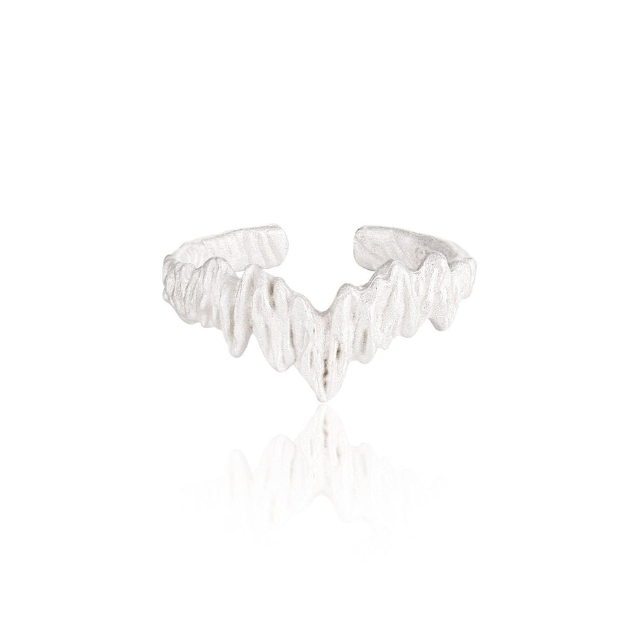 Irregular Lava Sterling Silver Adjustable Ring