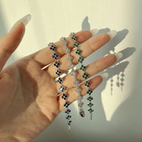 Four-Leaf Clover Crystal Bracelet and Dangling Earrings in 925 Sterling Silver
