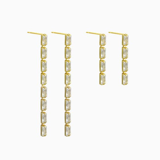 Baguette CZ Tassel Sterling Silver Drop Earrings