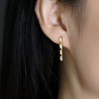 Baguette Crystal Tassel Sterling Silver Drop Earrings