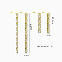 Baguette Crystal Tassel Sterling Silver Drop Earrings