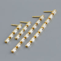 Baguette Crystal Tassel Sterling Silver Drop Earrings