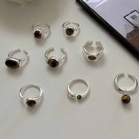 Irregular Natural Amber 925 Sterling Silver Adjustable Ring