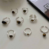 Irregular Natural Amber 925 Sterling Silver Adjustable Ring