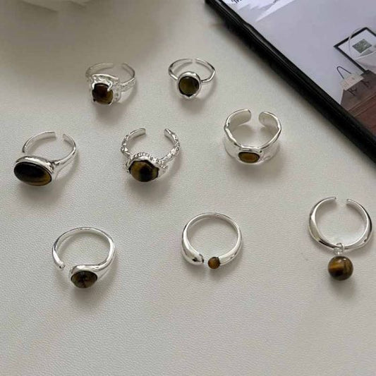 Irregular Natural Amber 925 Sterling Silver Adjustable Ring
